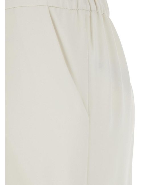 P.A.R.O.S.H. White Wide-Leg Pants With Elastic Waist For