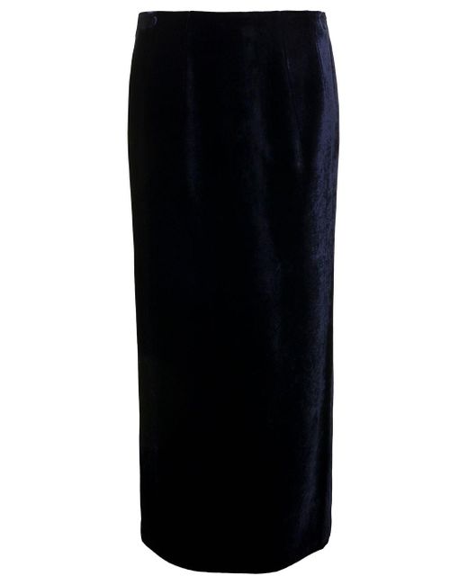 Fendi Black Maxi E A-line Skirt With O'lock Slider In Velvet