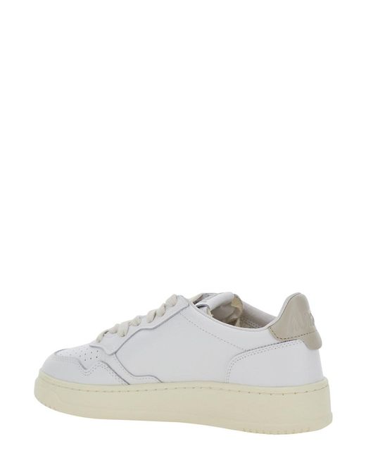 Autry White 'Medalist' Low Top Sneakers With Logo Patch On The Tongue