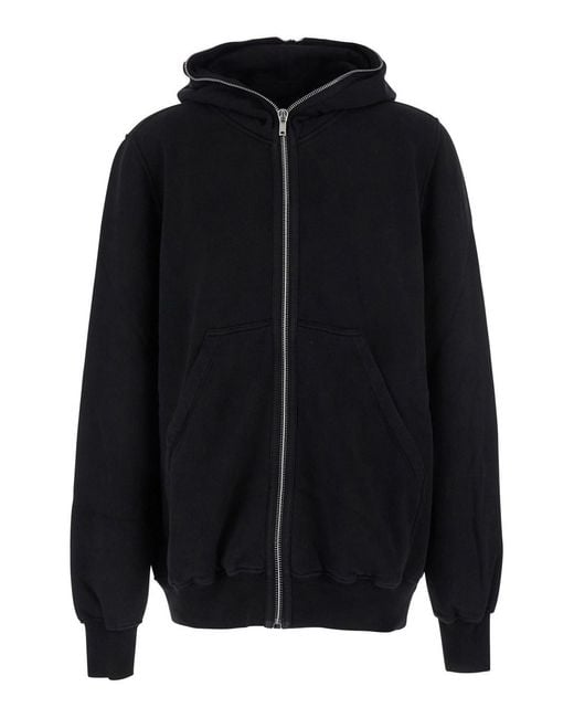 Rick Owens Blue Hoodie With Kangaroo Pocket On The Front for men