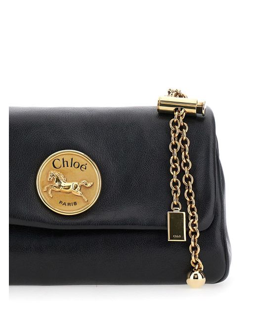 Chloé Black 'Heritage' Crossbody Bag With Chain-Link Shoulder Strap An