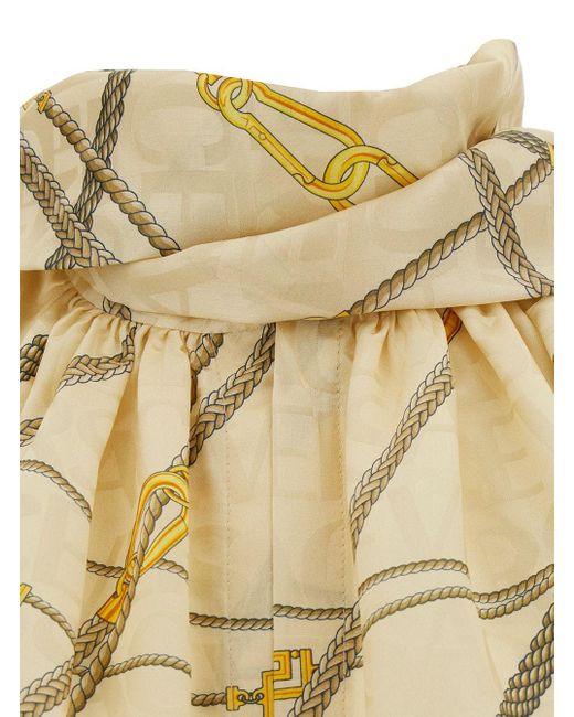 Versace Natural Light Blouse With Scarf-Tie And Nautical Print