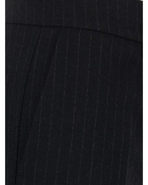 Le Plain Black Pinstripe Pants With Pockets And Elastic For