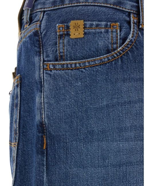 Jacob Cohen Blue Five-Pocket Jeans With Leather Logo Patch On The Back for men