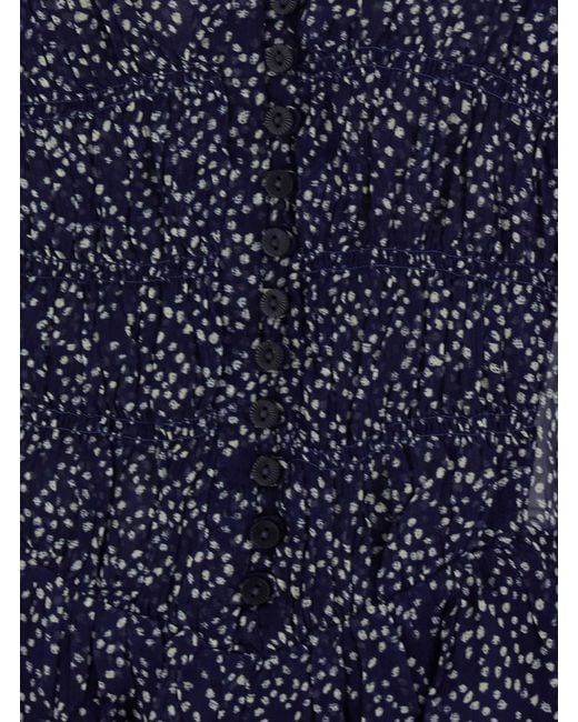 Isabel Marant Blue 'Loriena' Dress With V Neck And All-Over Print