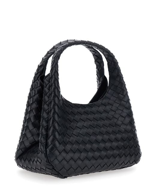 Bottega Veneta Black 'Campana' Shoulder Bag With Intreccio Motif
