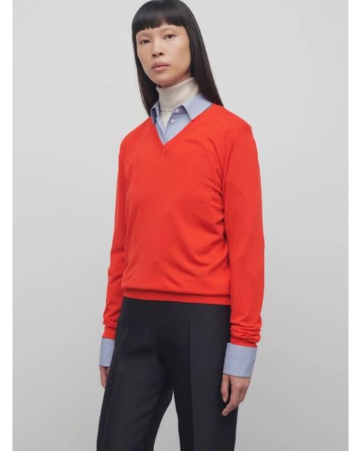 The Row Red 'Haius' Sweater With V Neck