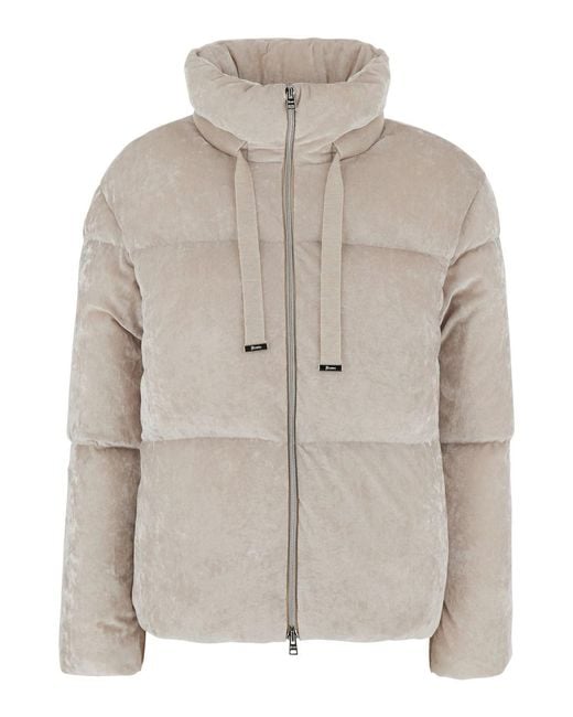 Herno Gray Jacket With High Collar And Long Sleeves