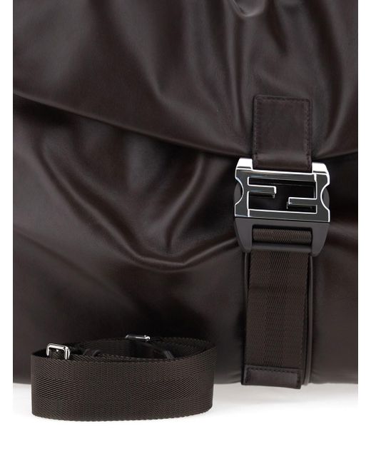 Fendi Black 'Mama Baguette Large' Shoulder Bag With Ff Closure On The Front for men
