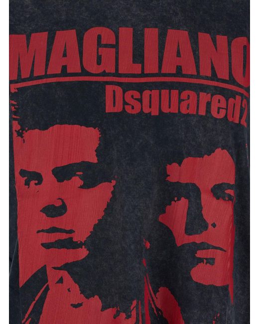 Top 'D2 X Magliano' Girocollo Con Logo Lettering E Stampa Su di DSquared² in Blue da Uomo