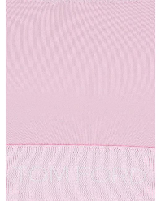 Tom Ford Pink Bralette Top With Scoop Neck And Logo Lettering On The Front