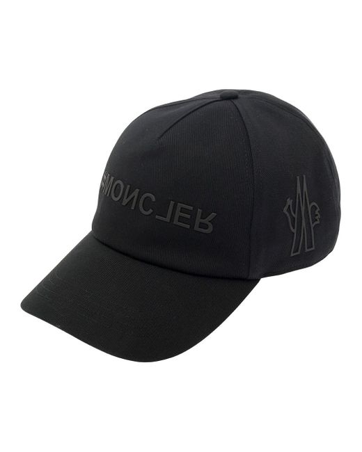 3 MONCLER GRENOBLE Black Baseball Cap With Tonal Logo Print