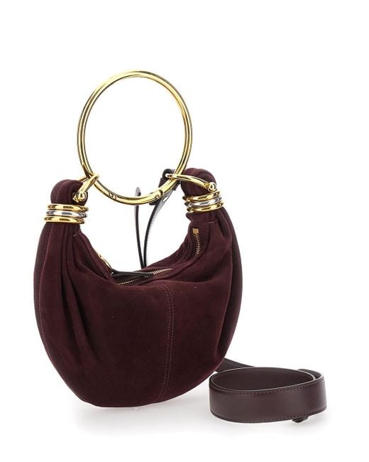 Borsa A Mano 'Bracelet Piccola' Con Manico Ad Anello E Logo Lett di Chloé in Brown