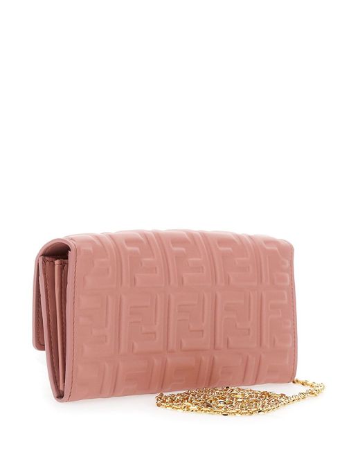 Borsa Mini 'Continental' Con Motivo Ff All-Over di Fendi in Pink