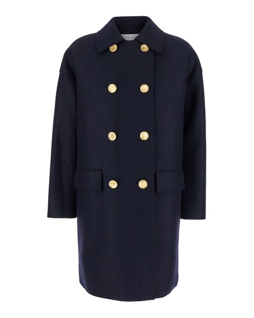 Harris Wharf London Blue Double-Breasted Coat With Buttons