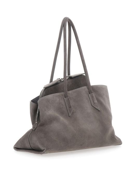 The Attico Gray 'La Passeggiata' Medium Shoulder Bagwith Two Top Handles