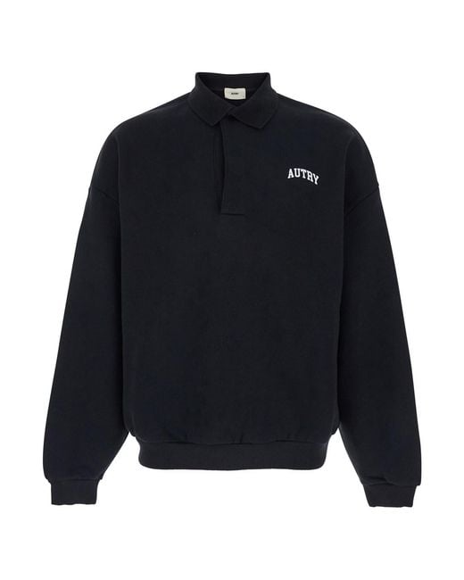 Autry Blue Sweatshirt With Polo Collar for men