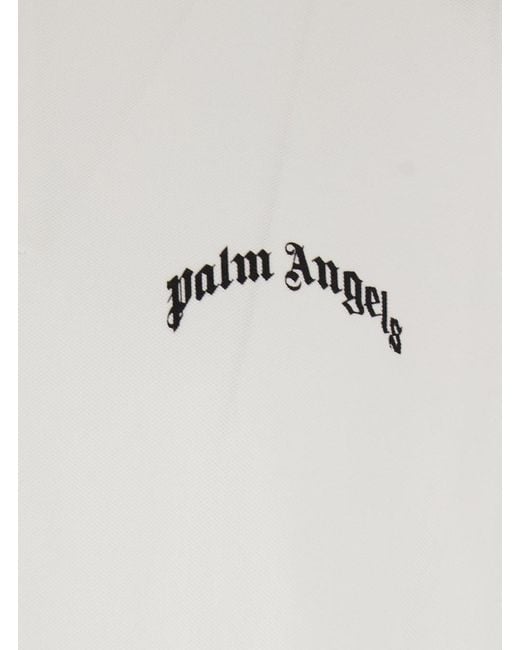 Palm Angels White Polo Shirt With Logo Lettering On Front And Rear for men
