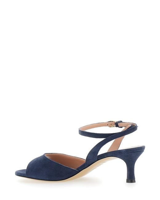 Pollini Blue Heeles Heeled Sandals With Leather Straps For