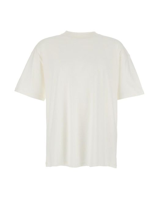 T-Shirt Girocollo Con Ricamo Logo Tono Su Tono Sul Retro In di Represent in White da Uomo