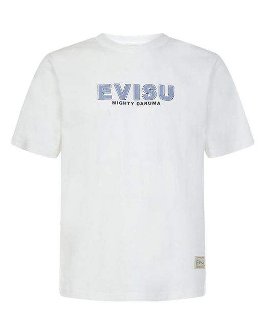 Evisu White Daruma Double Daicock Cotton T-shirt Man for men
