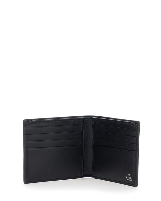Gucci Black Bi-Fold Wallet With Horsebit On The Front And Embossed Logo On The Inside for men