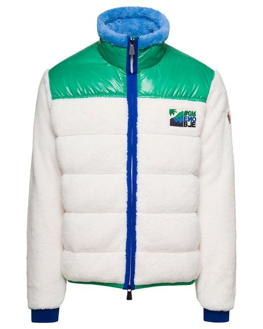 3 MONCLER GRENOBLE Green Padded Cardigan With Logo Patch And High Neck I for men