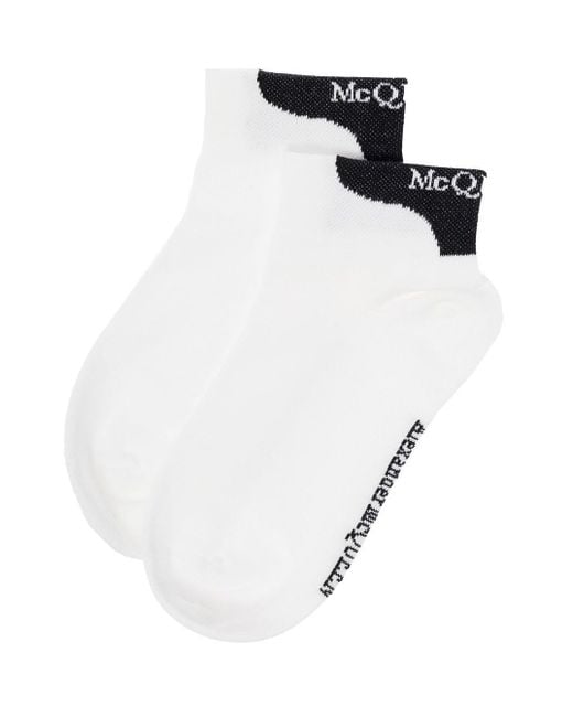 McQueen White Cotton Socks With Logo