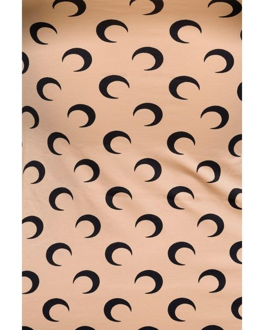 MARINE SERRE White Crewneck T-Shirt With All-Over Crescent Moon Print