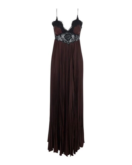 Self-Portrait Purple Dress Satin Lace Insert Maxi Dress' With Lace Inserts