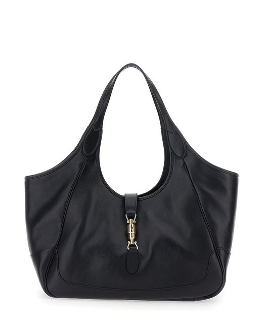 Gucci Black 'Jackie' Shoulder Bag With Two Top Handles And Front Closu