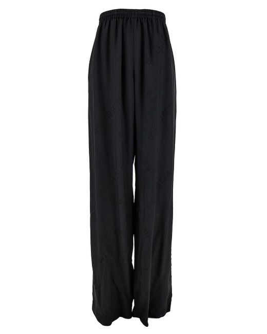Balenciaga Black Tracksuit Pants With All-Over Bal Diagonal Motif
