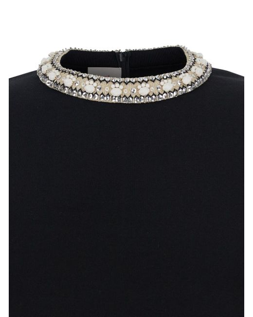 Abito Girocollo Con Decorazione Gioiello Sul Collo di Valentino in Black