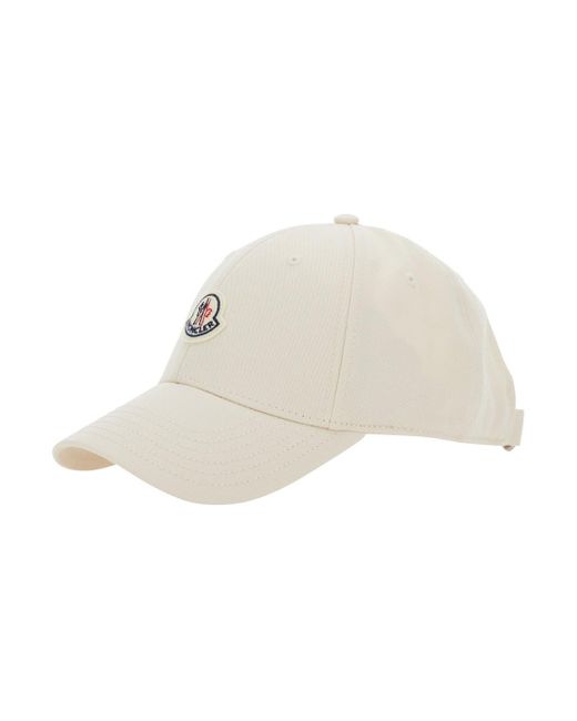 Moncler Natural Baseball Cap With Logo Patch