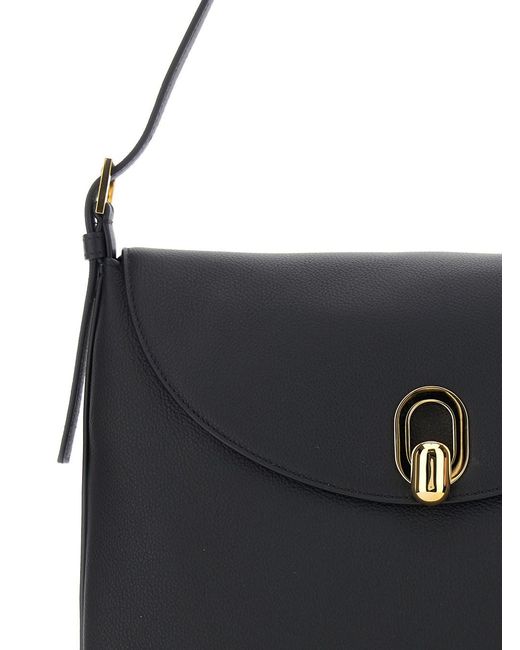 SAVETTE Black Shoulder Bag 'Tondo' With Adjustable Strap And Logo Plate On T