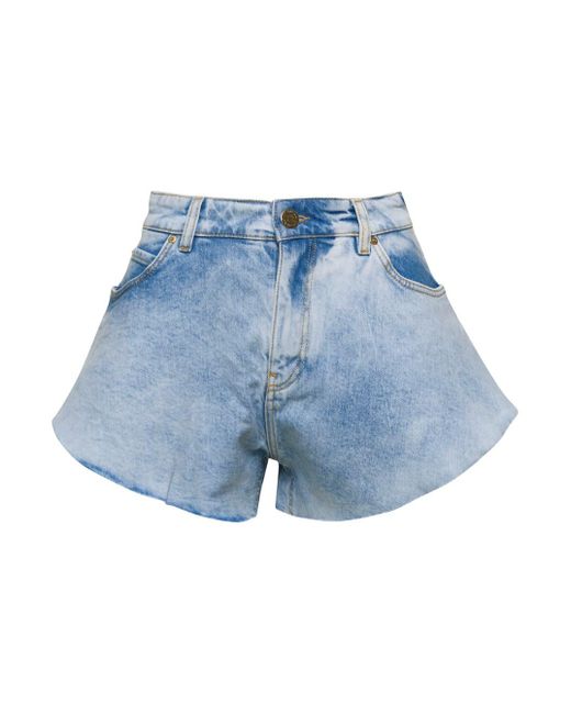 Pinko Blue Light Shorts With Logo Patch And Embroidery