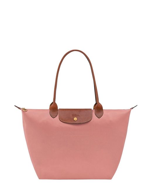 Longchamp Pink 'Le Pliage Original' Tote Bag With Embossed Logo