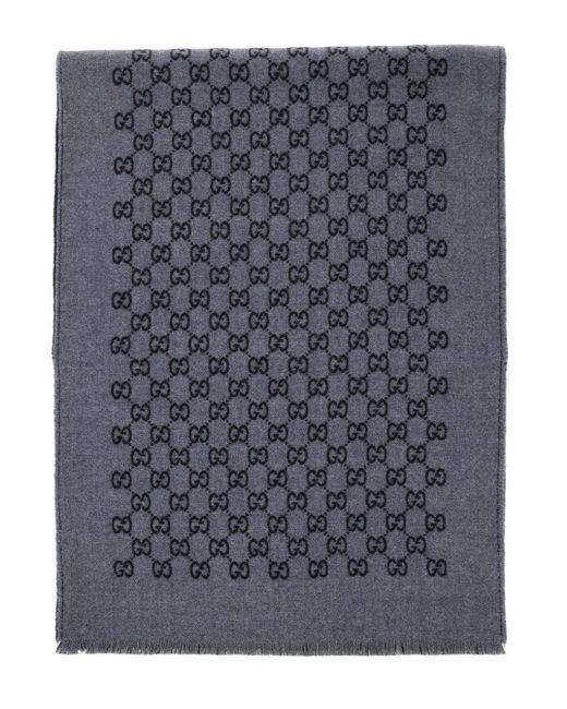Gucci Blue Scarf With Gg Motif for men
