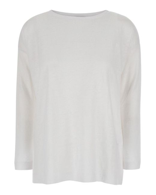Allude White Shirt With Boart Neckline