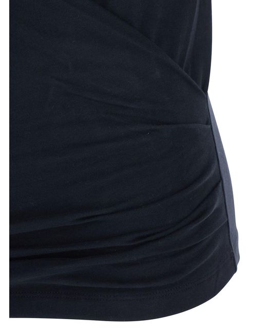 Isabel Marant Blue 'Maisan' T-Shirt With Asymmetric Design And Logo Embroidery On The Back