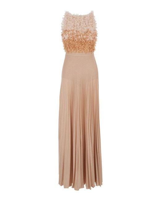 Elisabetta Franchi Natural Long Dress Viscose Blend