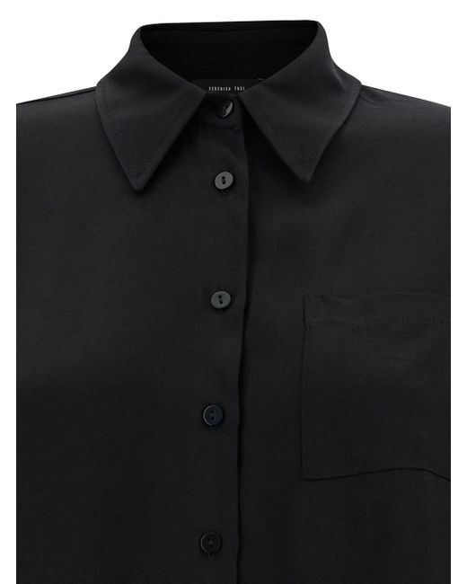 FEDERICA TOSI Black Oversized Shirt With Patch Pockets