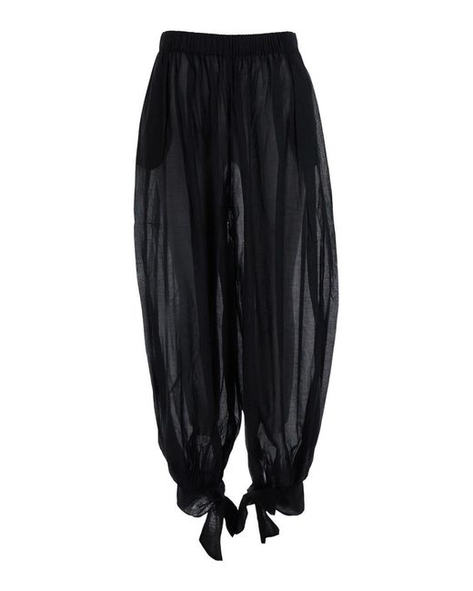 ANDAMANE Black Pants With Elastic Waist And Knots