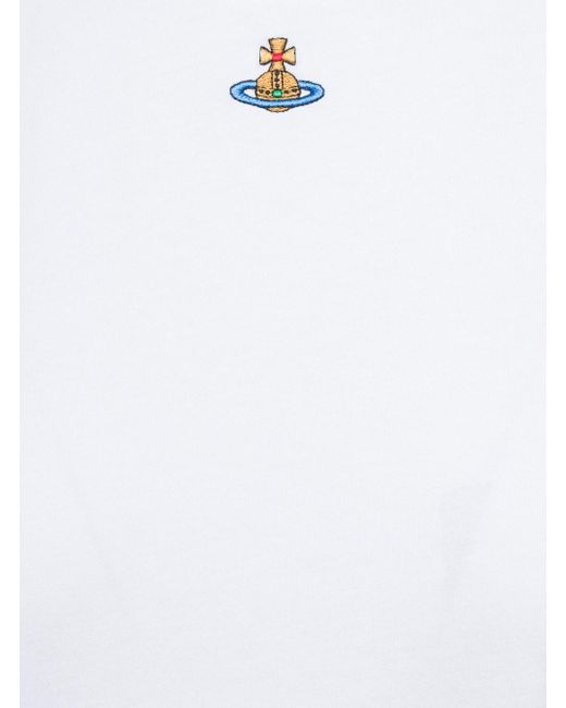Vivienne Westwood White Crewneck T-Shirt With Signature Orb Logo