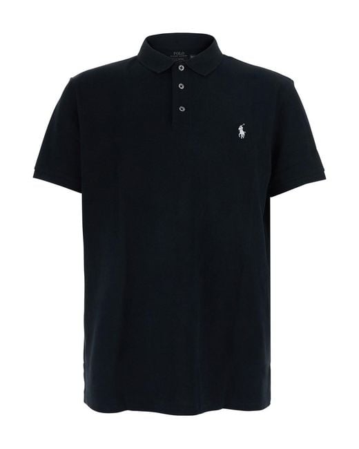 Polo Ralph Lauren Black Polo Shirt 'Custom Fit' for men