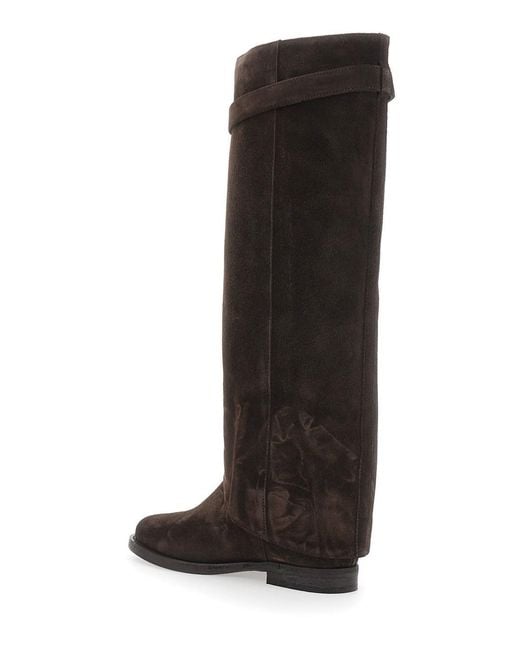 Via Roma 15 Black Boot With Cuff And Padlock Detail