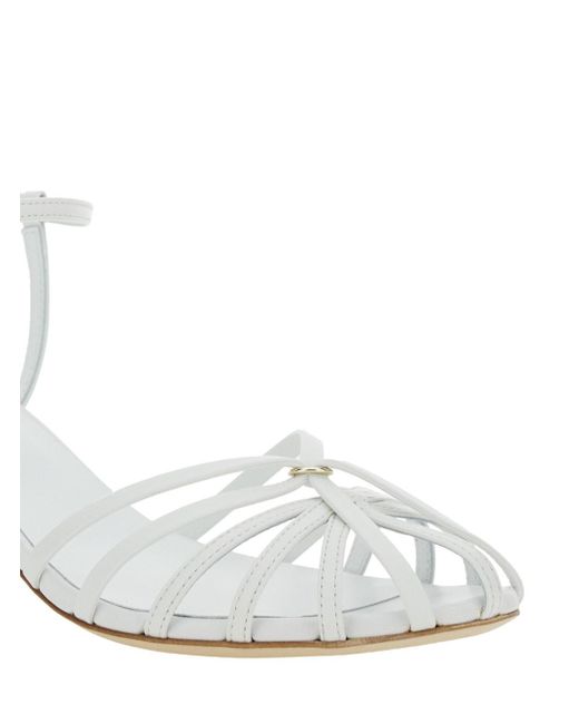 Semicouture White Heeled Sandals With Cage Design