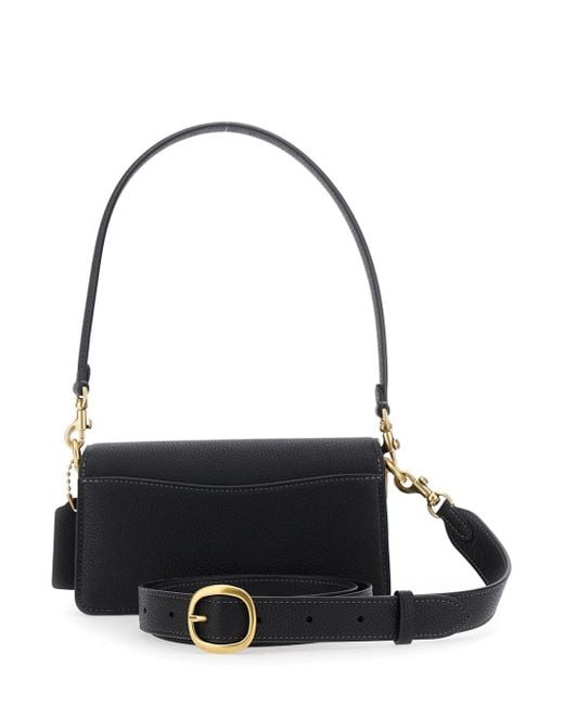 COACH Black Polished Pebble Leather Tabby Shoulder Bag 20 Refresh