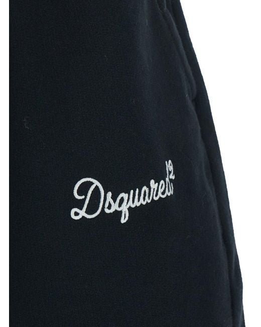 DSquared² Blue Shorts With Drawstring Closure And Logo Lettering On The Front for men