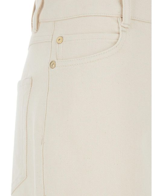 Max Mara White 'Zarina' Jeans With Belt Loops And Logo Patch On The
